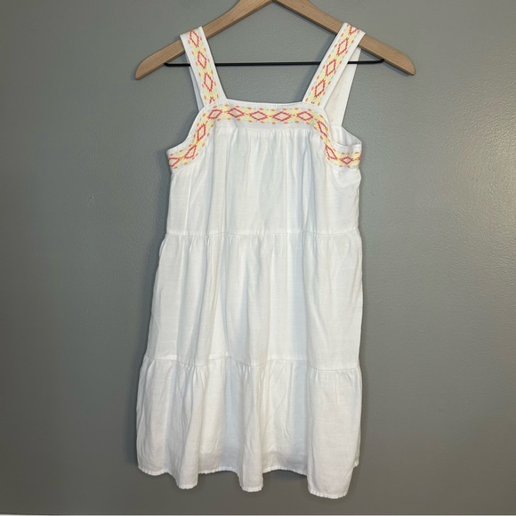 Blue Rain Girl’s Embroidered White Sleeveless Dress, Size 10 - Picture 3 of 11